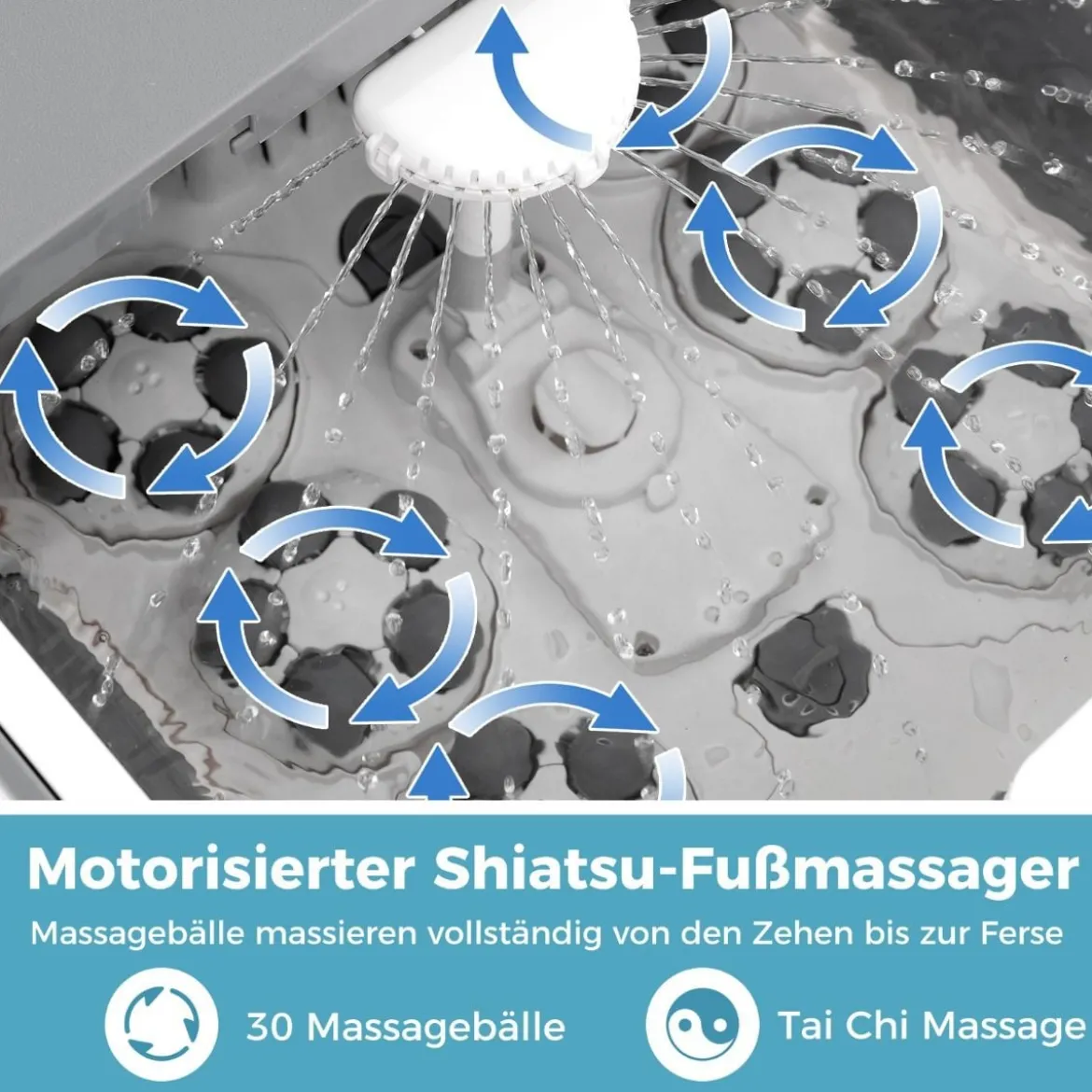Fußbadewanne klappbar Fußbad mit Dusche 60min Timer & 30 Shiatsu-Massagebällen Temperatur 35–48°C Heizung