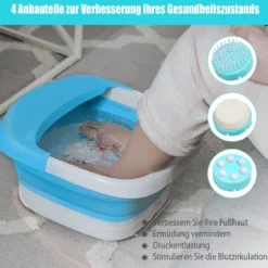 Fußbad Massagegerät faltbar Elektrische Fußbadewanne Heizung und Sprudelmassage Fußmassage Spa mit Massagerollen Grün