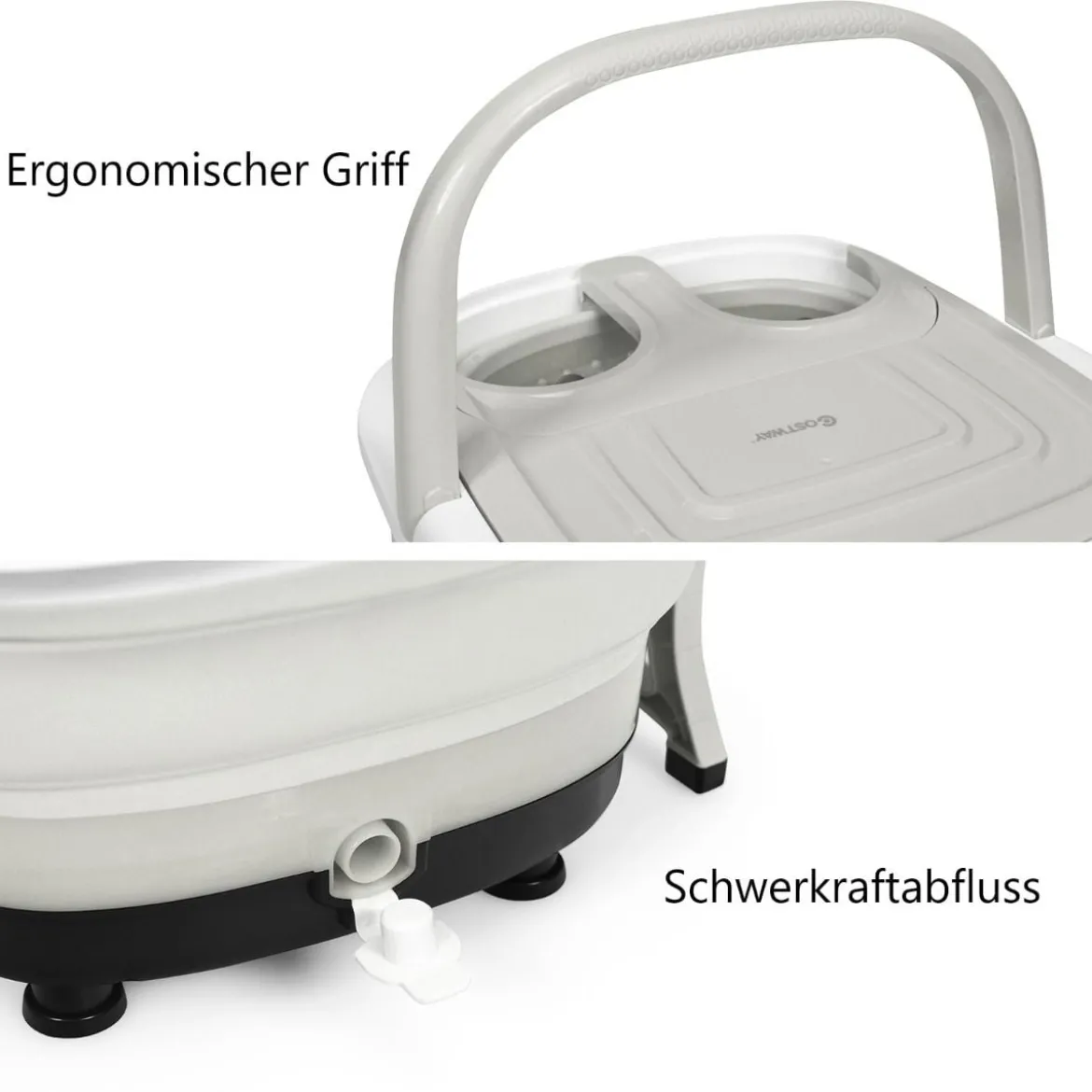 Fußbad-Massagegerät Fußbad-Whirlpool mit regelbarer Heiztemperatur 42 x 40 x 24 cm Grau