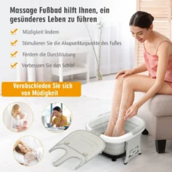Fußbad-Massagegerät Fußbad-Whirlpool mit regelbarer Heiztemperatur 42 x 40 x 24 cm Grau
