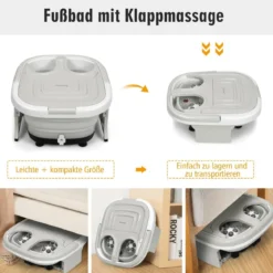 Fußbad-Massagegerät Fußbad-Whirlpool mit regelbarer Heiztemperatur 42 x 40 x 24 cm Grau