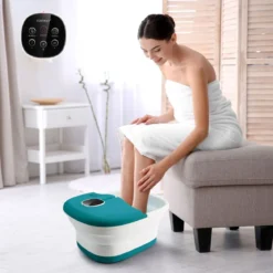 Fußbad Massagegerät Fußmassage Spa mit Fernbedienung Klappbar 33,5 x 41 x 20,5 cm Türkis