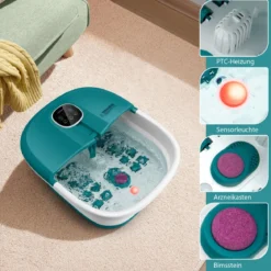 Fußbad Massagegerät Fußmassage Spa mit Fernbedienung Klappbar 33,5 x 41 x 20,5 cm Türkis