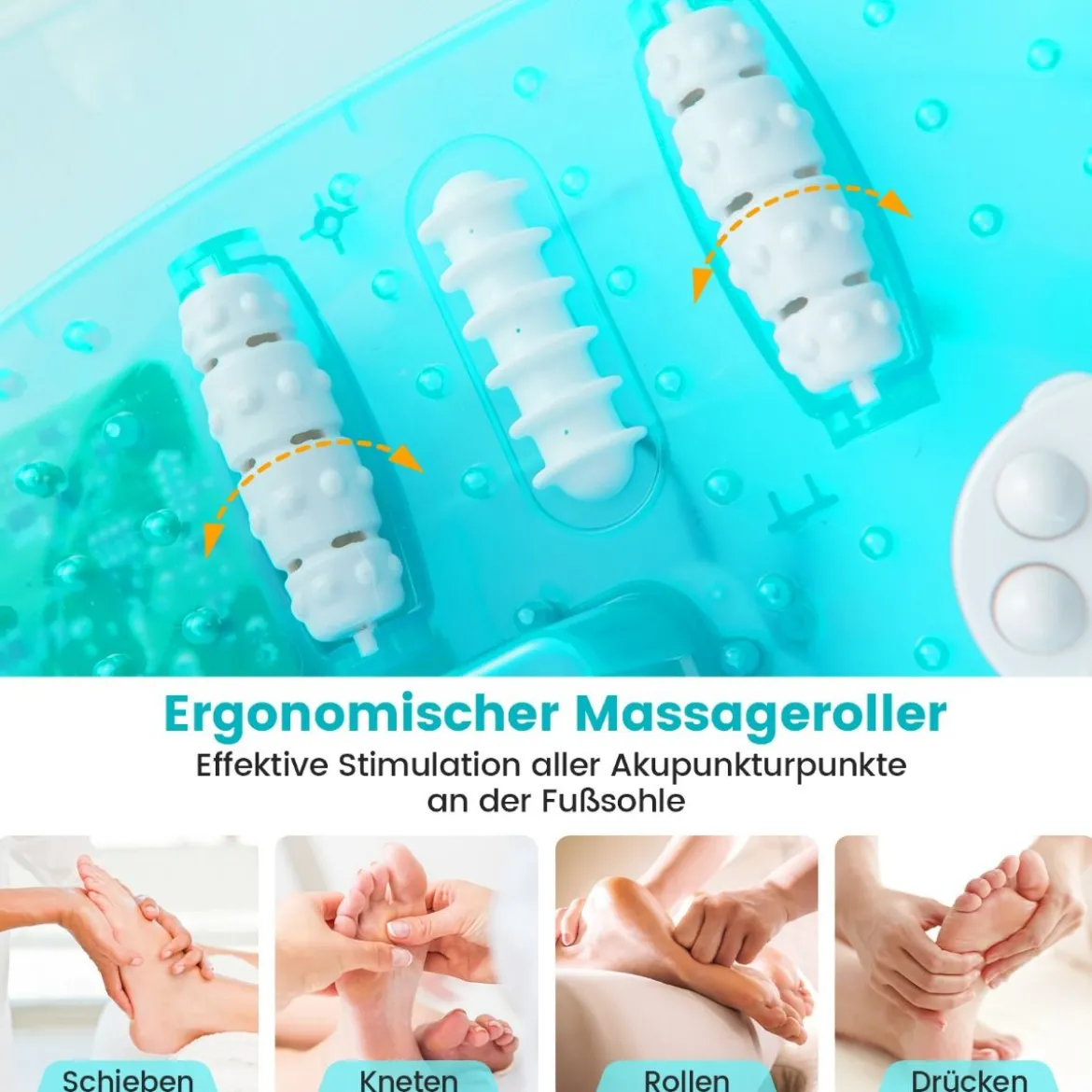 Fußbad Massagegerät Fussbadewanne elektrisch Foot Massager mit Heizung Eisblau