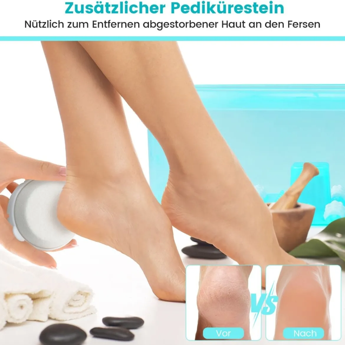 Fußbad Massagegerät Fussbadewanne elektrisch Foot Massager mit Heizung Eisblau