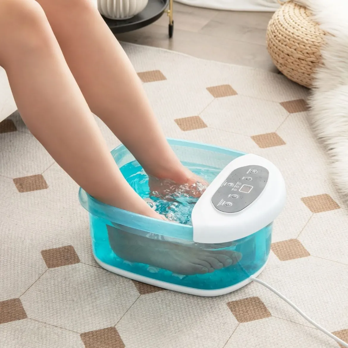 Fußbad Massagegerät Fussbadewanne elektrisch Foot Massager mit Heizung Eisblau