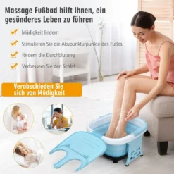 Fußbad Massagegerät Klappbar mit Fernbedienung Fußbad-Whirlpool 42 x 40 x 24 cm Blau