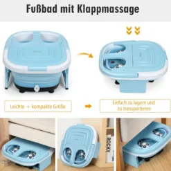 Fußbad Massagegerät Klappbar mit Fernbedienung Fußbad-Whirlpool 42 x 40 x 24 cm Blau