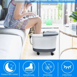 Fußbad Massagegerät mit 16 Shiatsu-Rollen 10-60min Timer / 35-48℃ / 500W Grau