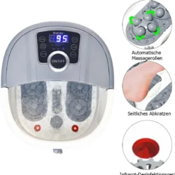 Fußbad Massagegerät mit 16 Shiatsu-Rollen 10-60min Timer / 35-48℃ / 500W Grau
