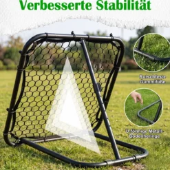 Fußball Rebounder mit 5-fach Verstellbarem Winkel & 4 Bodenankern 85 x 80 x 79 cm Schwarz