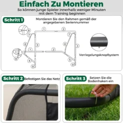 Fußballtor Fussballtore mit robustem Metallrahmen & PE-Netz Fußball-Trainingstor für Garten 300 x 200 cm Schwarz