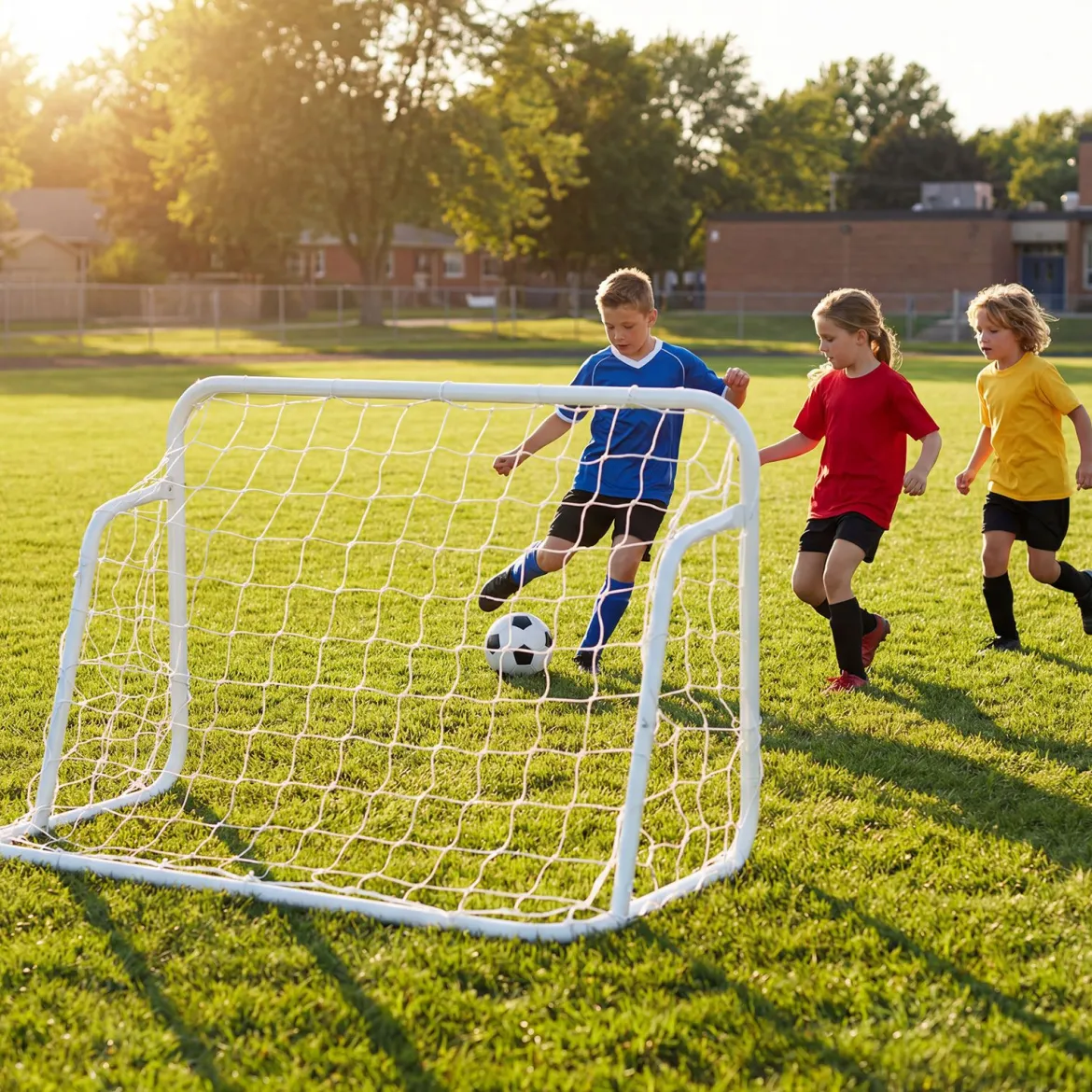 Fußballtor mit Hochfestem Netz & Metallrahmen Garten Wetterfeste Fussballtore für Kinder & Erwachsene