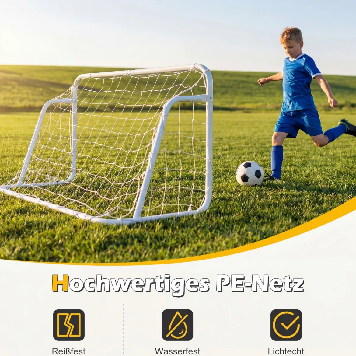 Fußballtor mit Hochfestem Netz & Metallrahmen Garten Wetterfeste Fussballtore für Kinder & Erwachsene