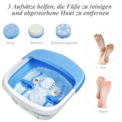 Fußmassagebad Massagegerät Fußsprudelbad Fußmassage Massage faltbar mit Heizung Blau