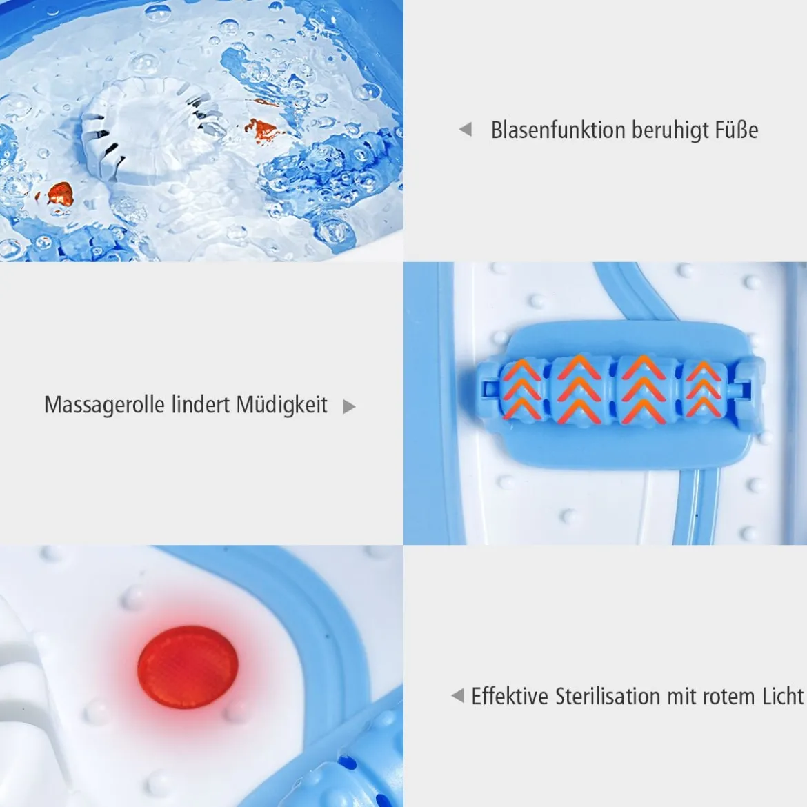 Fußmassagebad Massagegerät Fußsprudelbad Fußmassage Massage faltbar mit Heizung Blau