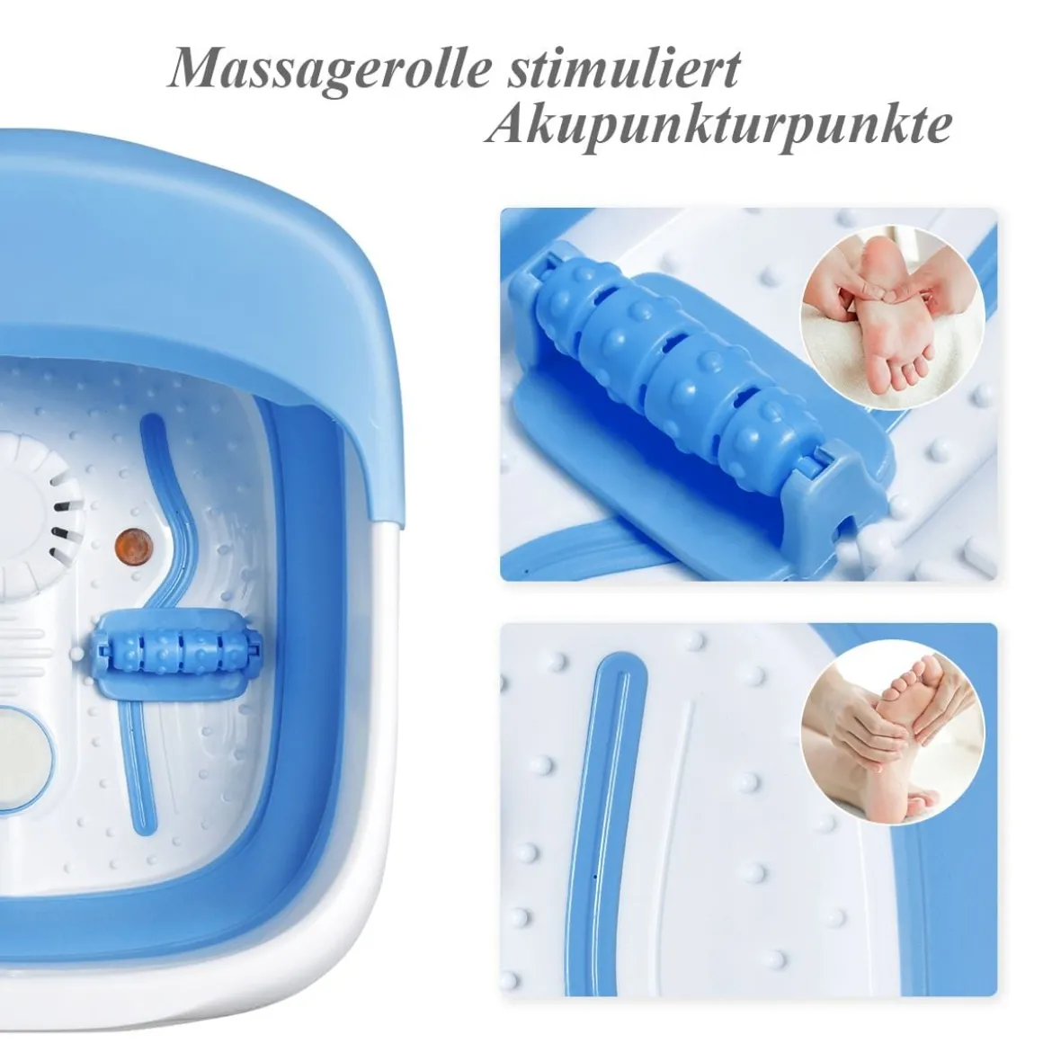 Fußmassagebad Massagegerät Fußsprudelbad Fußmassage Massage faltbar mit Heizung Blau