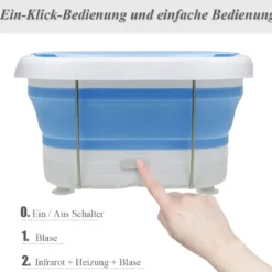 Fußmassagebad Massagegerät Fußsprudelbad Fußmassage Massage faltbar mit Heizung Blau