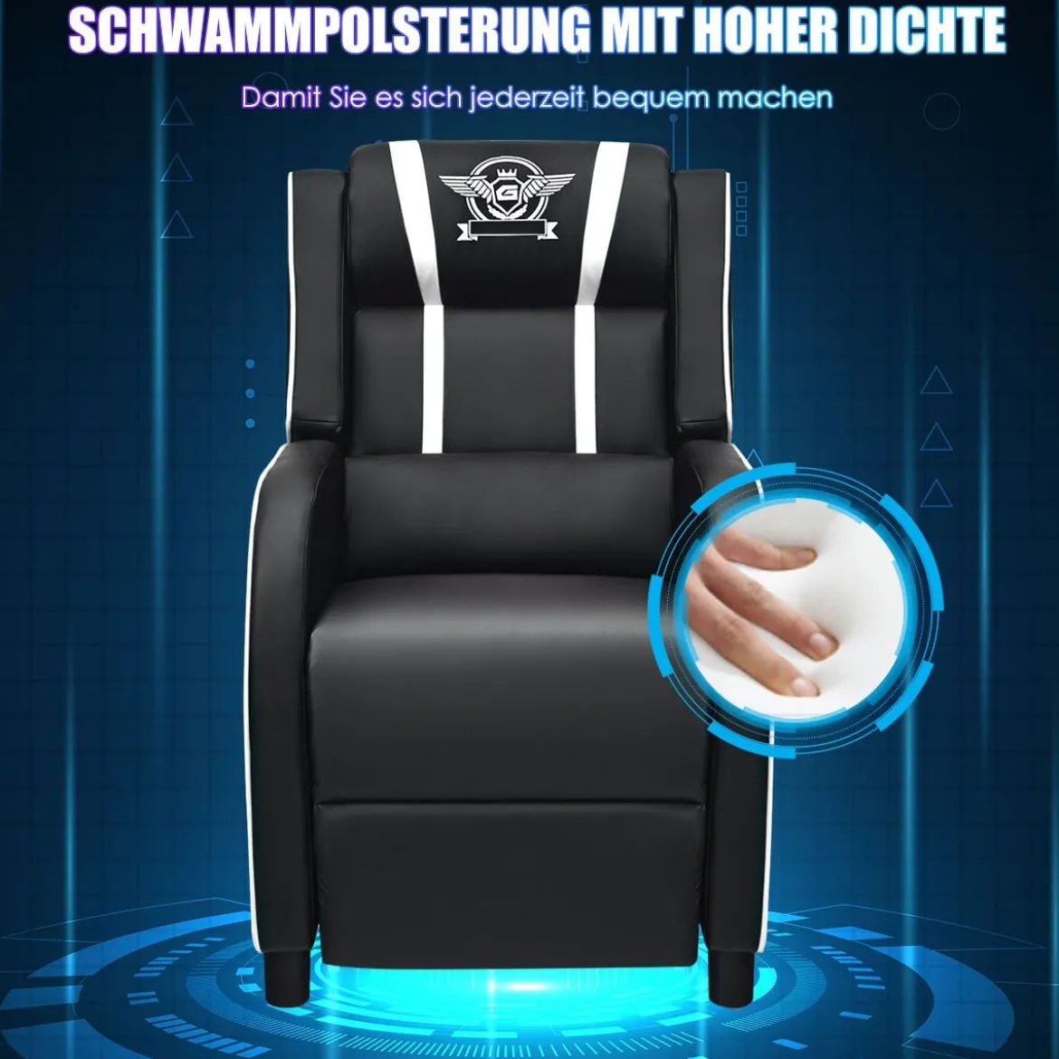 Gaming-Ruhesessel Fernsehsessel Relaxsessel verstellbarer aus Kunstleder Weiß