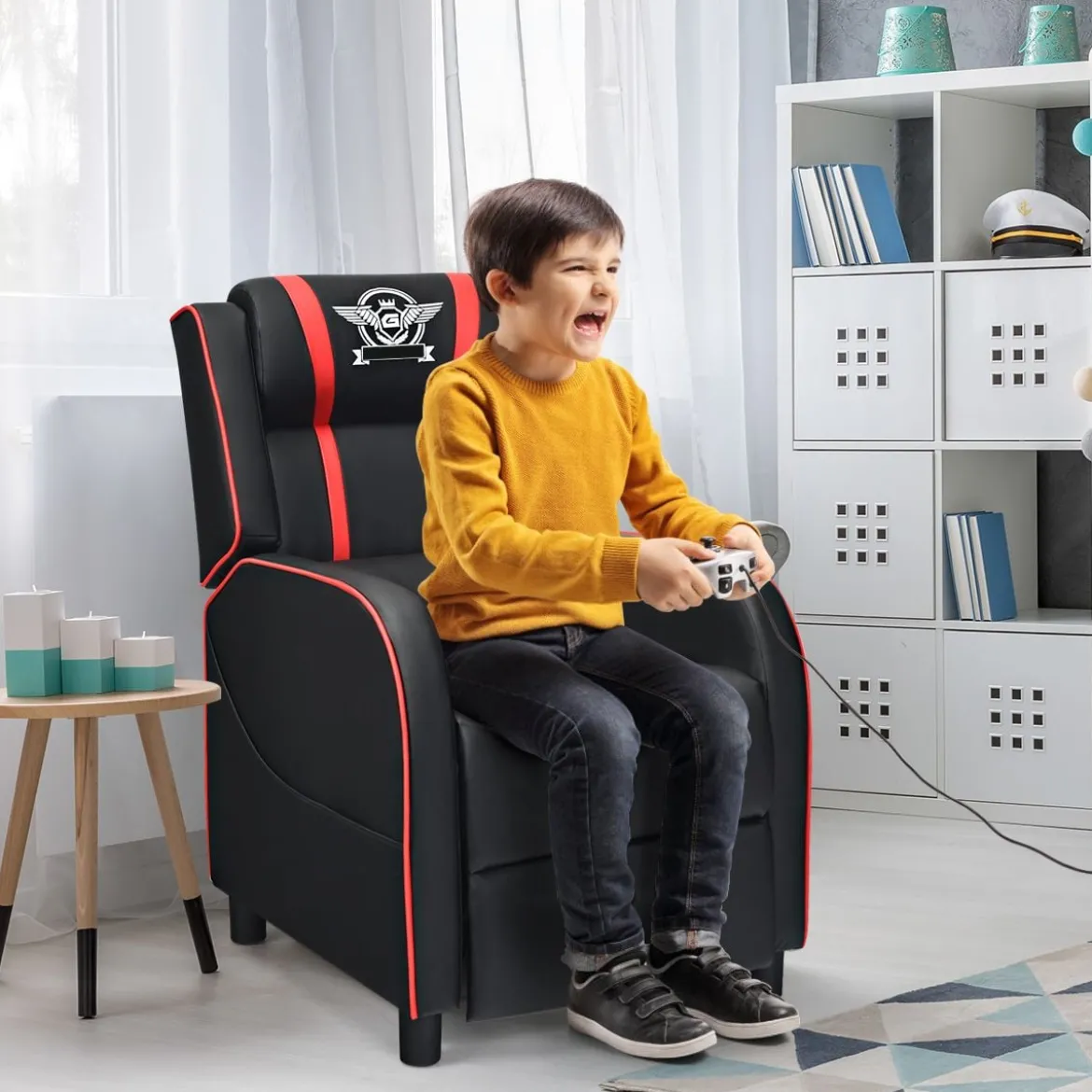Gamingsessel aus Kunstleder verstellbarer moderner Wohnzimmerses Rot