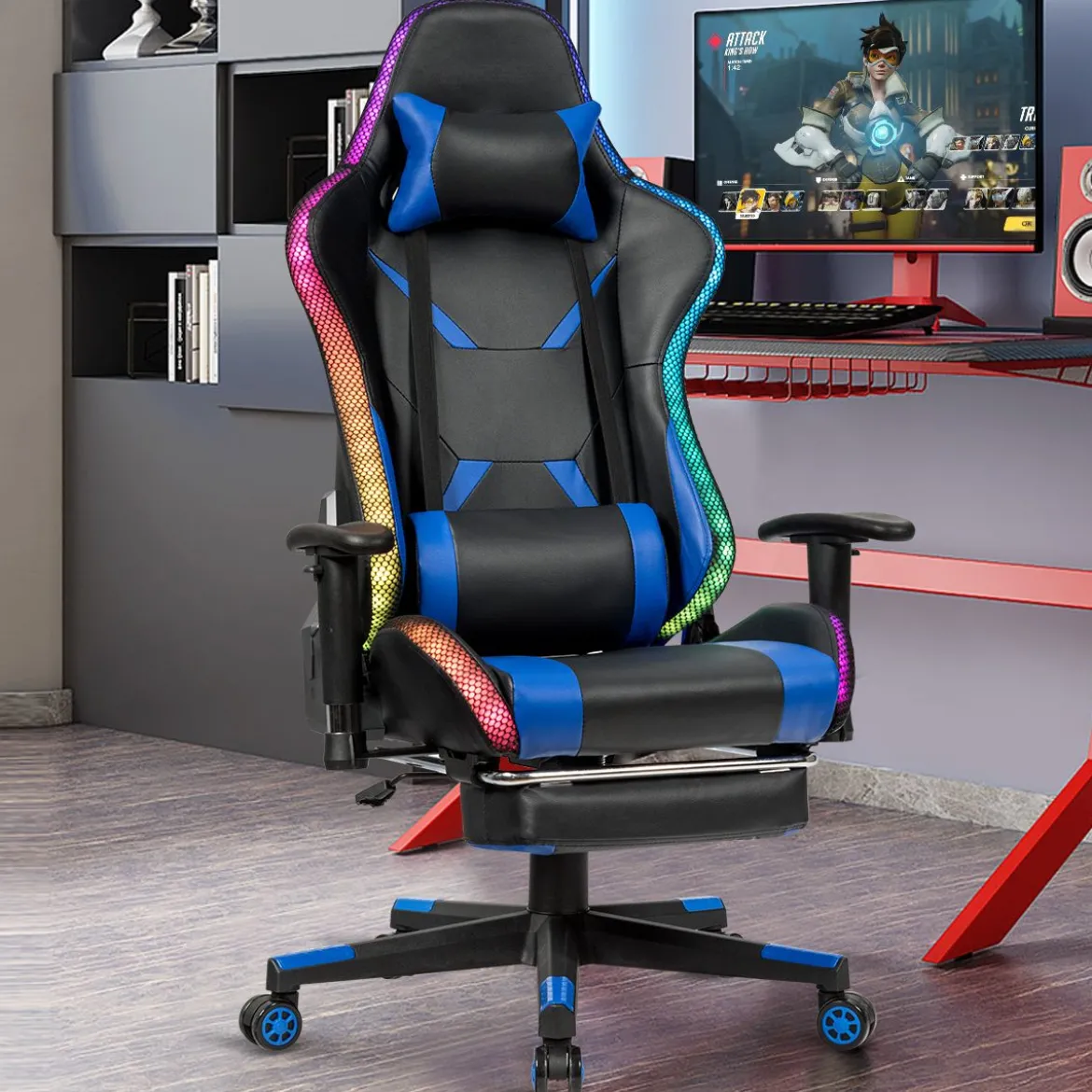 Gamingstuhl Bürostuhl Racing Chair Drehstuhl Blau