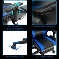 Gamingstuhl Bürostuhl Racing Chair Drehstuhl Blau