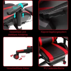 Gamingstuhl Bürostuhl Racing Chair Drehstuhl Rot