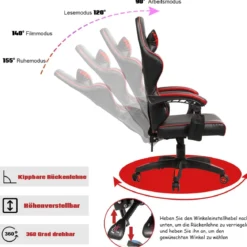 Gaming Stuhl Ergonomisch Racing Schreibtischstuhl Drehstuhl Chefsessel Bürostuhl Rot