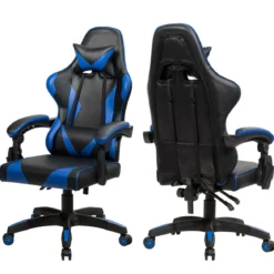 Gaming Stuhl Ergonomisch Racing Schreibtischstuhl Drehstuhl Chefsessel Bürostuhl Blau