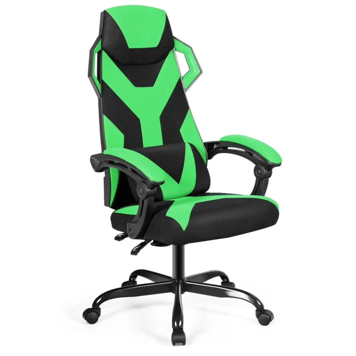 Gamingstuhl mit hoher Rücken einstellbarer Stuhl Drehstuhl 66 x 65 x 120-130 cm Schwarz + Grün