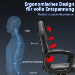 Gaming-Stuhl mit Rückenlehne Ergonomisch höhenverstellbar Schwarz