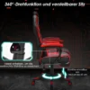 Gaming Stuhl PC-Stuhl Bürostuhl mit Einziehbarer Fußstütze Lendenkissen Rot