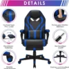 Gaming Stuhl PC-Stuhl Bürostuhl mit Einziehbarer Fußstütze Lendenkissen Blau