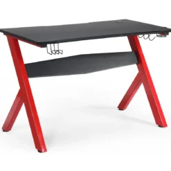 Gamingtisch Computertisch Gaming Schreibtisch mit Tassen- und Kopfhörerhalter und Mauspad für Zuhause Büro Spielzimmer