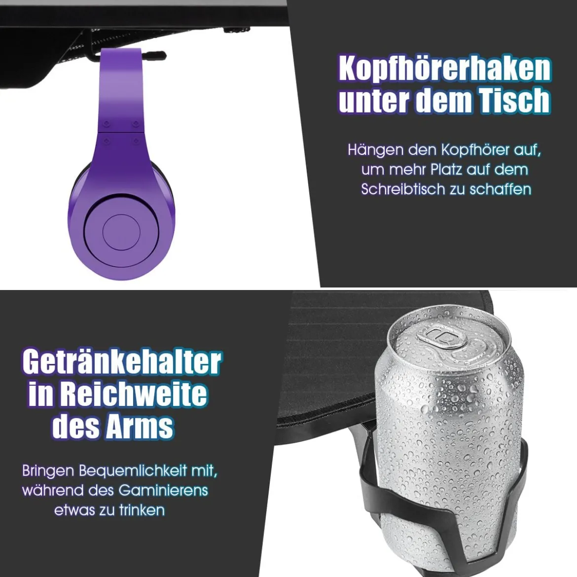 Gaming Tisch Computertisch Spieltisch Schreibtisch höhenverstellbar mit Mauspad