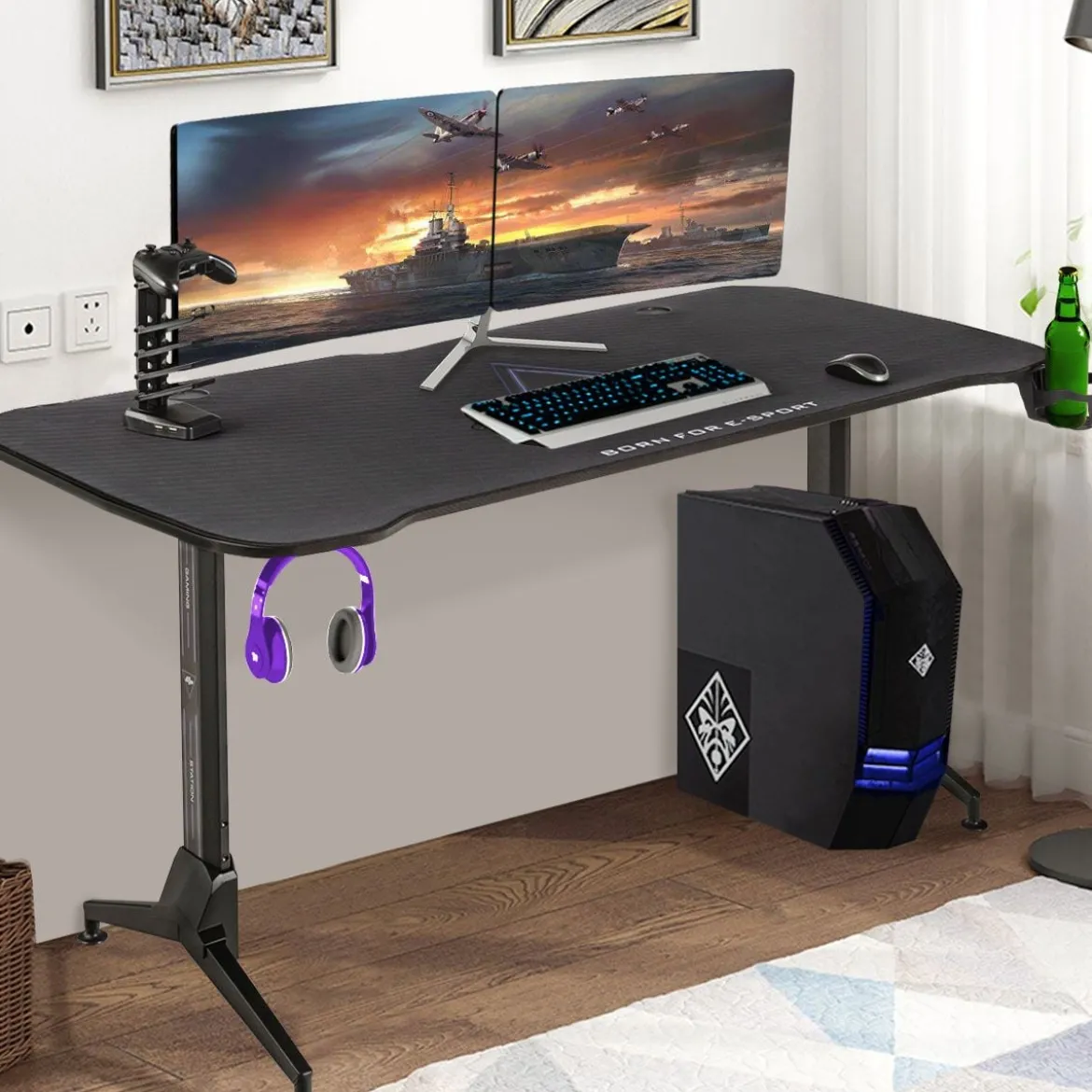 Gaming Tisch Computertisch Spieltisch Schreibtisch höhenverstellbar mit Mauspad
