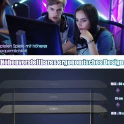 Gaming Tisch Computertisch Spieltisch Schreibtisch höhenverstellbar mit Mauspad