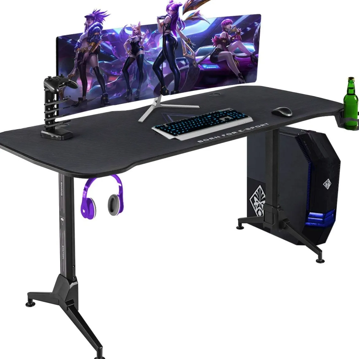 Gaming Tisch Computertisch Spieltisch Schreibtisch höhenverstellbar mit Mauspad