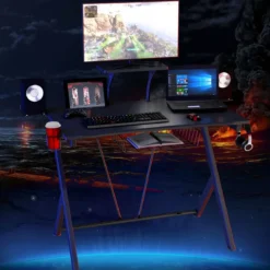 Gaming Tisch Ergonomischer Computertisch Gaming Desk Schwarz 106 x 59,5 x 101,5 cm