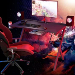 Gaming Tisch Ergonomischer Computertisch Gaming Desk Schwarz 106 x 59,5 x 101,5 cm
