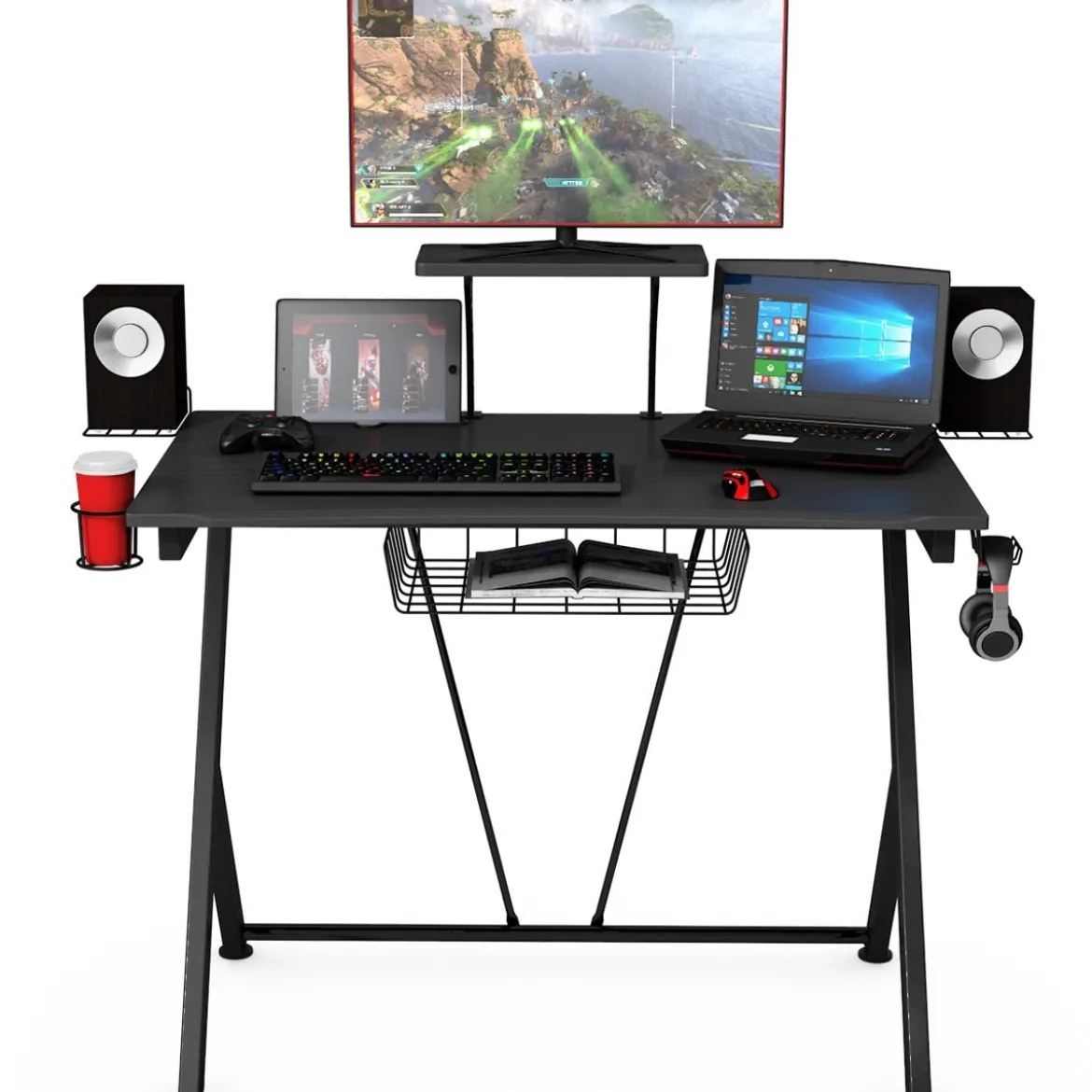 Gaming Tisch Ergonomischer Computertisch Gaming Desk Schwarz 106 x 59,5 x 101,5 cm