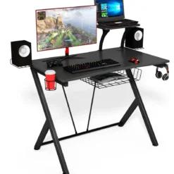 Gaming Tisch Ergonomischer Computertisch Gaming Desk Schwarz 106 x 59,5 x 101,5 cm