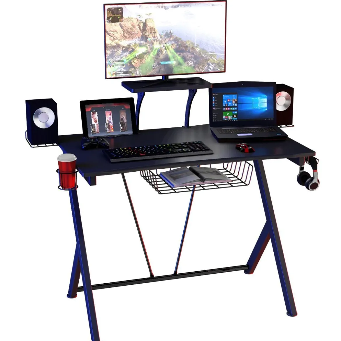 Gaming Tisch Ergonomischer Computertisch Gaming Desk Schwarz 106 x 59,5 x 101,5 cm