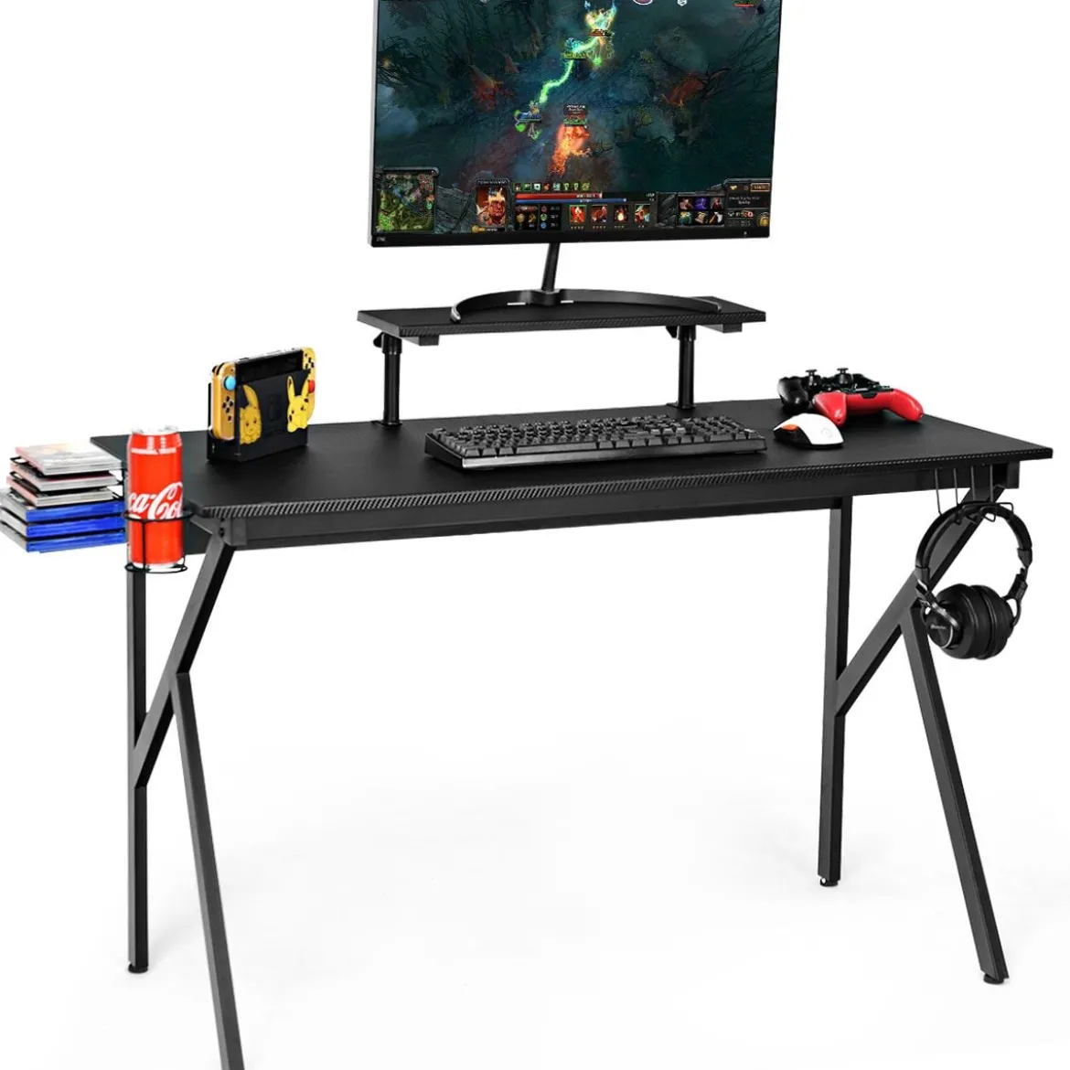Gaming Tisch Ergonomischer PC Computertisch Schreibtisch Schwarz