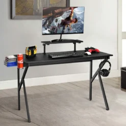 Gaming Tisch Ergonomischer PC Computertisch Schreibtisch Schwarz