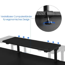 Gaming Tisch Ergonomischer PC Computertisch Schreibtisch Schwarz