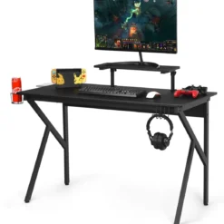 Gaming Tisch Ergonomischer PC Computertisch Schreibtisch Schwarz