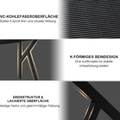 Gaming Tisch Ergonomischer PC Computertisch Schreibtisch Schwarz