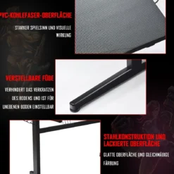 Gamingtisch mit Tassen- und Kopfhörerhalter Mauspad E-Sports Tisch Schwarz