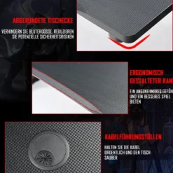 Gamingtisch mit Tassen- und Kopfhörerhalter Mauspad E-Sports Tisch Schwarz